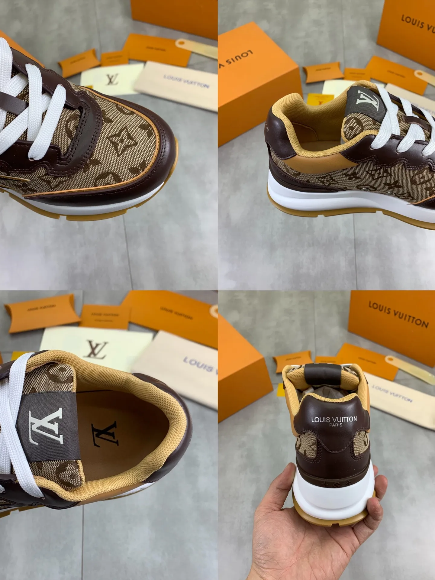 Factory price P700 💶 Top version [LOUIS VUITTON] Couple 🧑‍🤝‍🧑 Craftsman style Counter series (original order) New style 🍀LV Louis Vuitton - top version LV classic high-top trendy shoes! Made of imported original craft calfskin, original breathable lining, and original wear-resistant, lightweight, high-end TPU outsole! High quality products! 3️⃣ colors available, size: male 39-44 (45 46 customized)